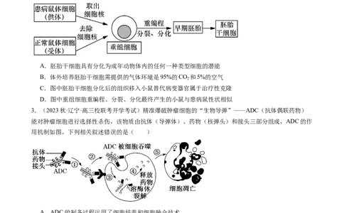 第41讲动物细胞工程（练习）（原卷版）_2024年新高考资料_1.2024一轮复习_2024年高考生物一轮复习讲练测（新教材新高考）