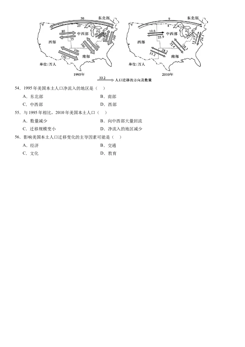 2024届高考一轮复习专题八人口第二十三讲人口迁移（试卷版）_通用版（老高考）复习资料_2024年复习资料_完备战2024年高考地理一轮复习考点帮（全国通用）_专题训练