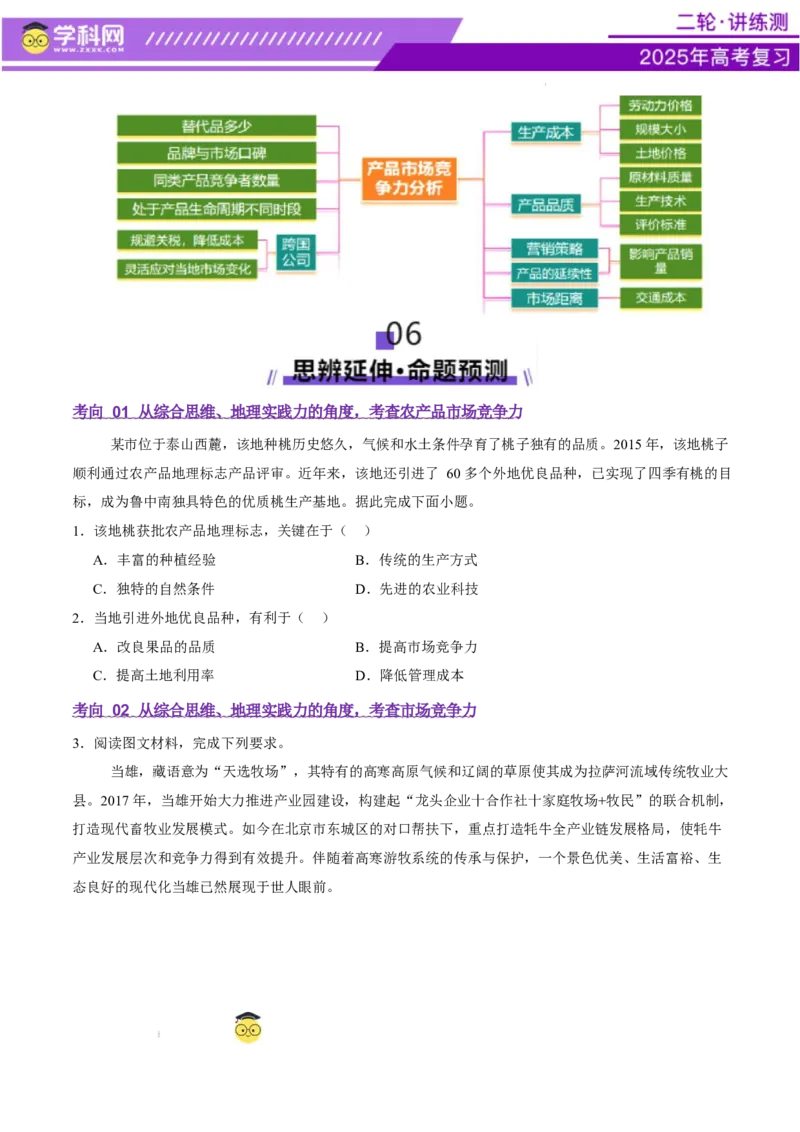 微专题市场竞争力（讲义）（原卷版）_2025年新高考资料_二轮复习_上好课2025年高考地理二轮复习讲练测（新高考通用）3381954