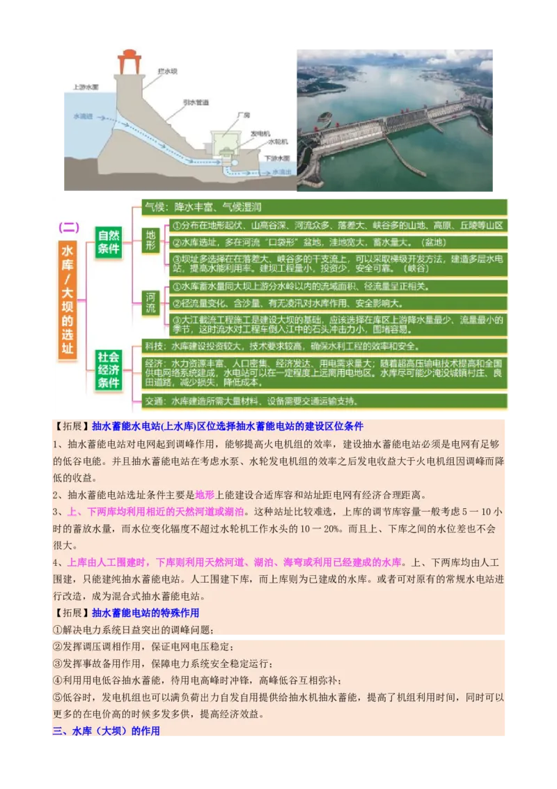微专题水库的水文特征及功能（讲义）（原卷版）_2025年新高考资料_二轮复习_01高考语文等多个文件_上好课2025年高考地理二轮复习讲练测（新高考通用）_第一部分专题突破
