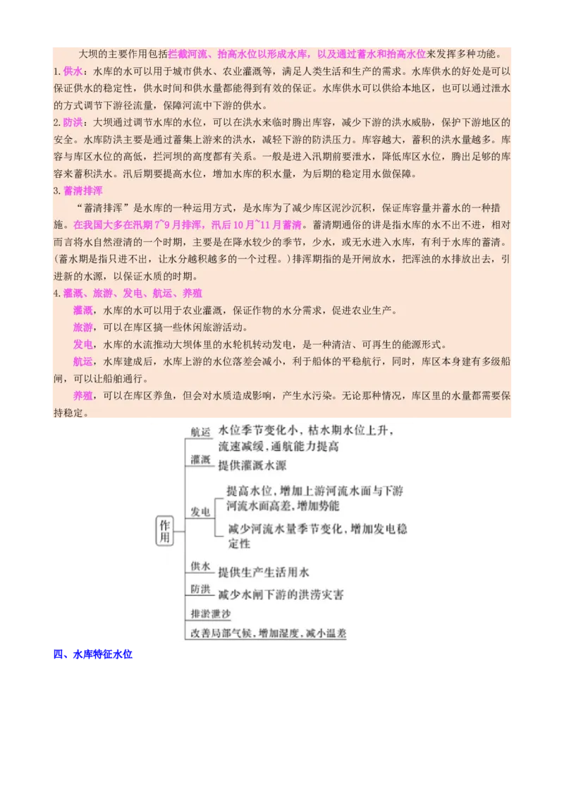 微专题水库的水文特征及功能（讲义）（原卷版）_2025年新高考资料_二轮复习_01高考语文等多个文件_上好课2025年高考地理二轮复习讲练测（新高考通用）_第一部分专题突破