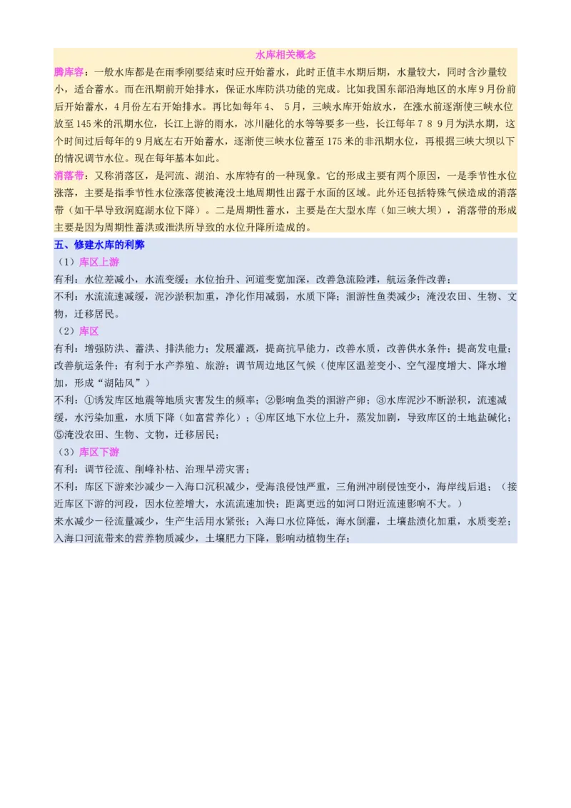 微专题水库的水文特征及功能（讲义）（原卷版）_2025年新高考资料_二轮复习_01高考语文等多个文件_上好课2025年高考地理二轮复习讲练测（新高考通用）_第一部分专题突破