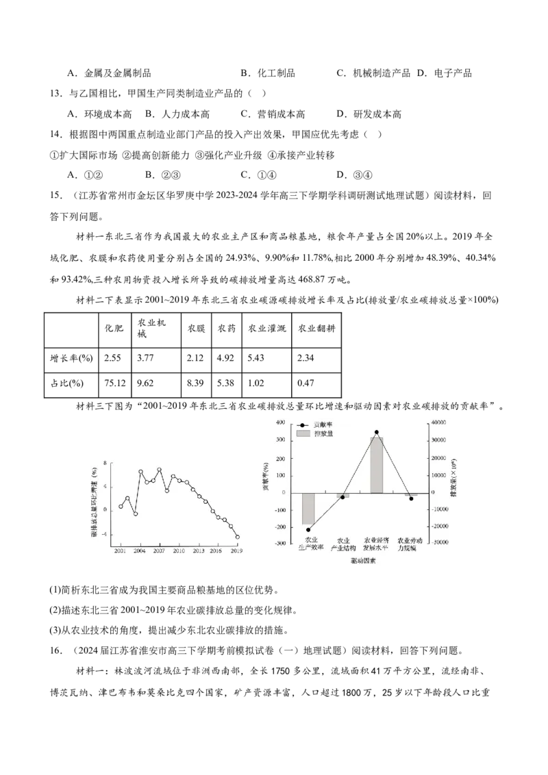 重难点14资源、环境与国家安全（原卷版）_2025年新高考资料_二轮复习_01高考语文等多个文件_2025年高三地理高考二轮复习专项提升_重点&middot;难点&middot;热点专练（分地区）_江苏专用