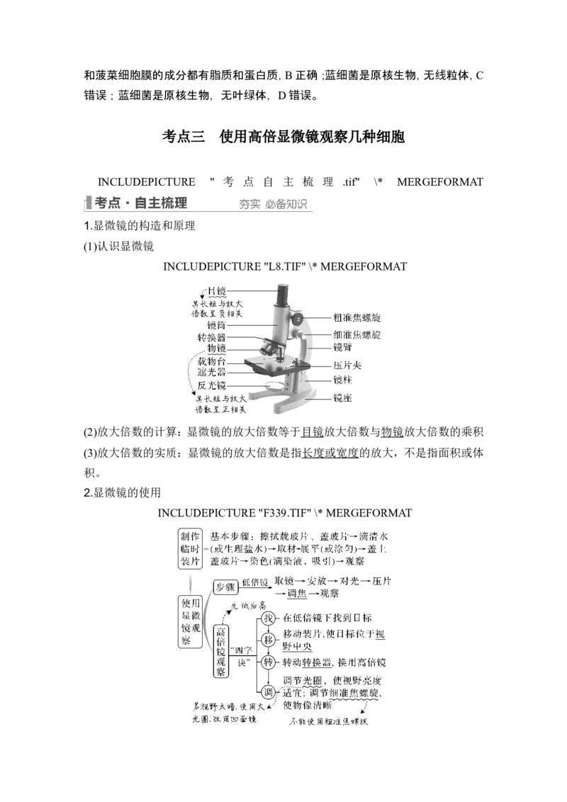 第1讲借助显微镜走近细胞_2024年新高考资料_1.2024一轮复习_2024年高考生物一轮复习讲义（新人教版）_另附1套Word版题库_必修1_第一单元组成细胞的分子