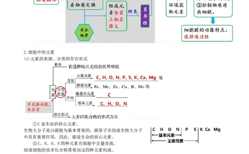 第2讲细胞中的元素和化合物（讲义）（教师版）_2024年新高考资料_1.2024一轮复习_2024年高考生物一轮复习讲练测（新教材新高考）