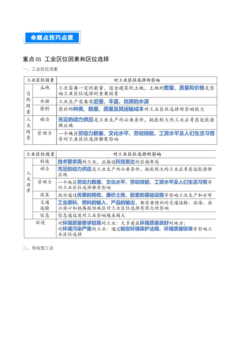重难点13区域产业的创新与发展（原卷版）_2025年新高考资料_二轮复习_01高考语文等多个文件_2025年高三地理高考二轮复习专项提升_重点&middot;难点&middot;热点专练（分地区）