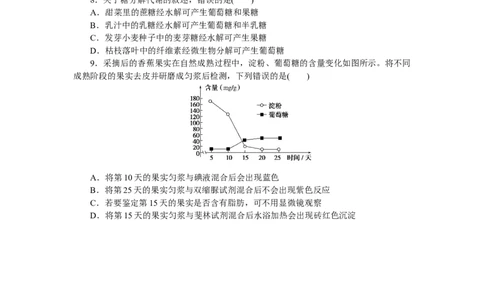 专练6　细胞中的糖类和脂质_通用版（老高考）复习资料_2023年复习资料_专项复习_2023《微专题&middot;小练习》&middot;生物