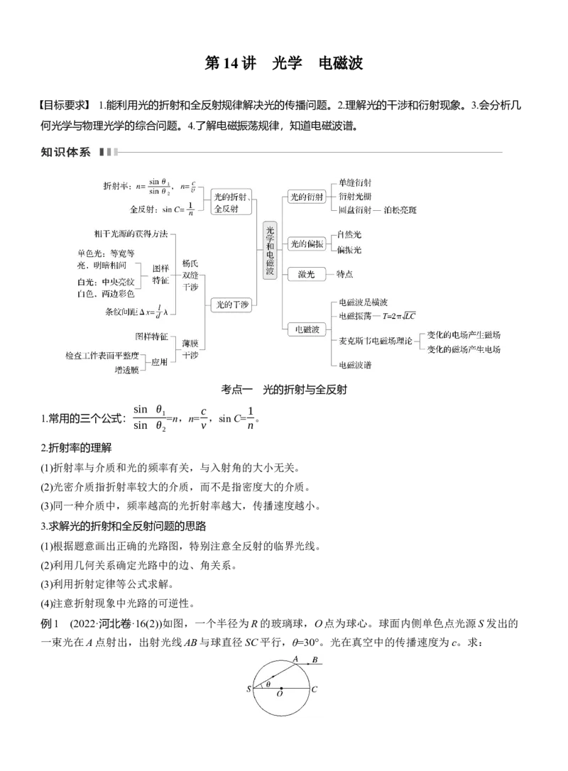 第一篇　专题五　第14讲　光学　电磁波_04高考物理_2025年新高考资料_二轮复习_2025年高考物理大二轮_2025物理二轮专题复习学生用书Word版文档_大二轮专题复习讲义_第一篇　专题复习