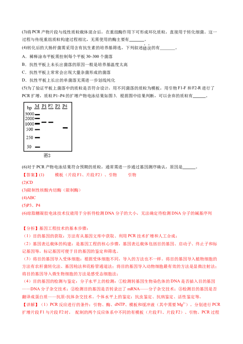 第43讲基因工程（练习）（解析版）_2024年新高考资料_1.2024一轮复习_2024年高考生物一轮复习讲练测（新教材新高考）