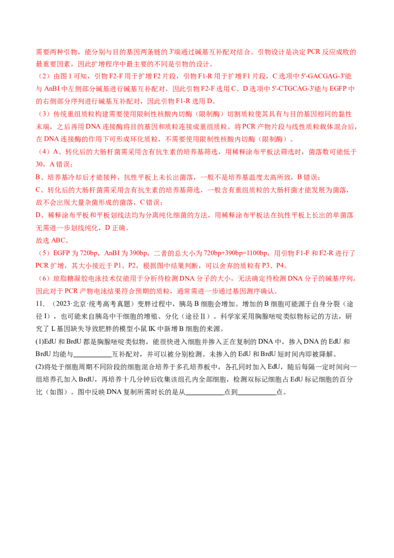 第43讲基因工程（练习）（解析版）_2024年新高考资料_1.2024一轮复习_2024年高考生物一轮复习讲练测（新教材新高考）