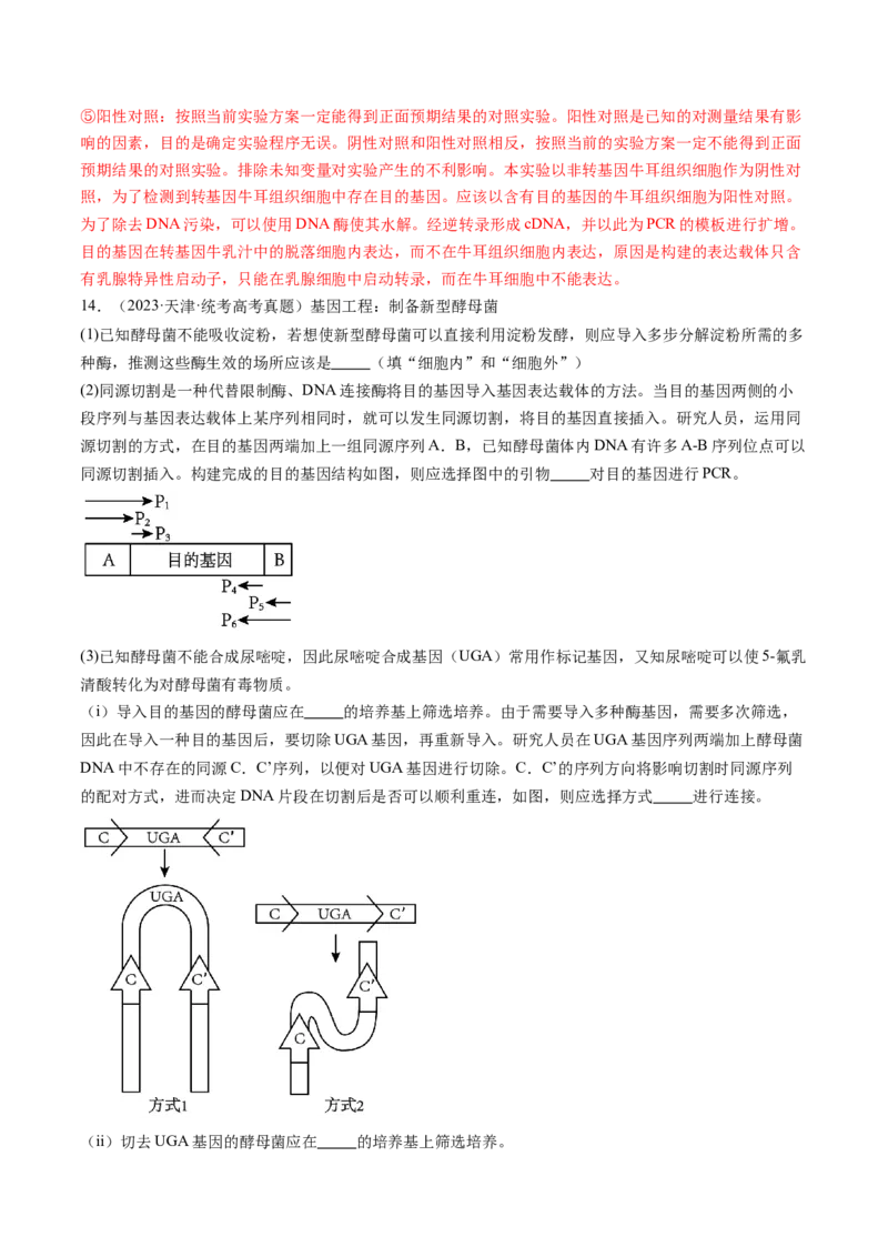 第43讲基因工程（练习）（解析版）_2024年新高考资料_1.2024一轮复习_2024年高考生物一轮复习讲练测（新教材新高考）