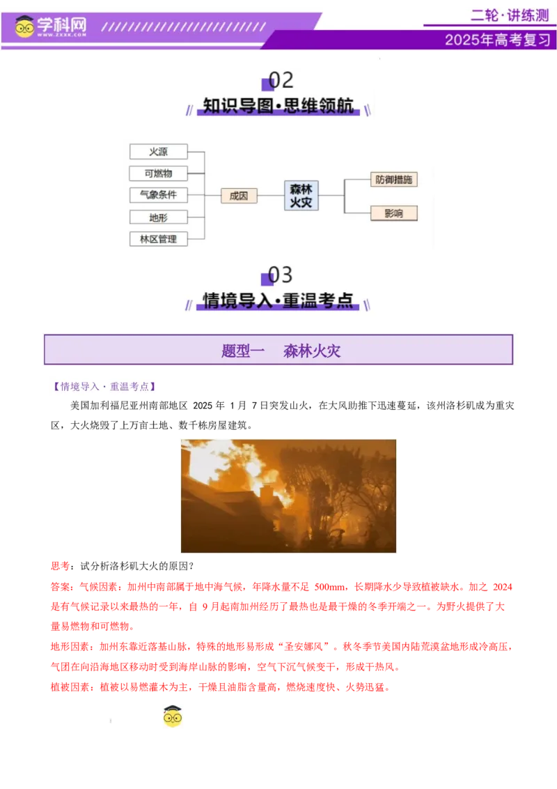 微专题森林火灾（讲义）（解析版）_2025年新高考资料_二轮复习_上好课2025年高考地理二轮复习讲练测（新高考通用）3381954