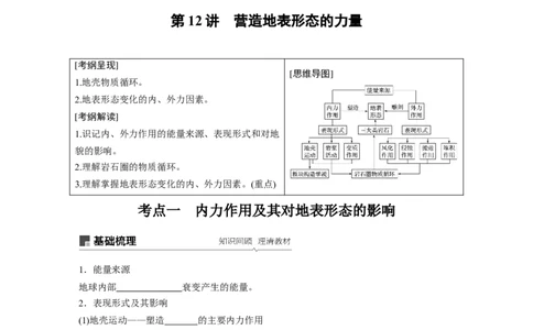 18必修①第5章地表形态的塑造第12讲营造地表形态的力量_通用版（老高考）复习资料_2023年复习资料_地理高三一轮复习系列_地理高三一轮复习系列《一轮复习讲义》（学生版）