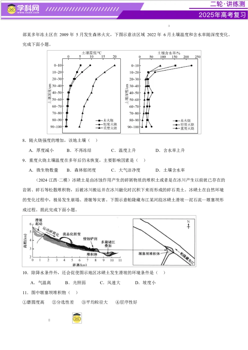 微专题冻害（寒潮、冻雨等）、森林火灾、堰塞湖、城市内涝（练习）（原卷版）_2025年新高考资料_二轮复习_上好课2025年高考地理二轮复习讲练测（新高考通用）3381954