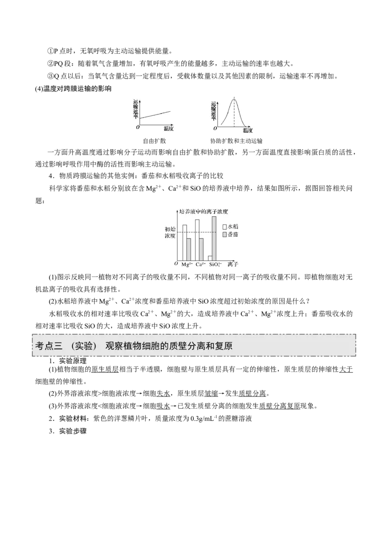GKSW150_第6讲细胞的物质输入和输出-备战2022年高考生物一轮复习精品讲义（人教版）(原卷版)_新高考复习资料_2022年新高考复习资料_备战2022新高考生物一轮复习精品讲义（人教版）