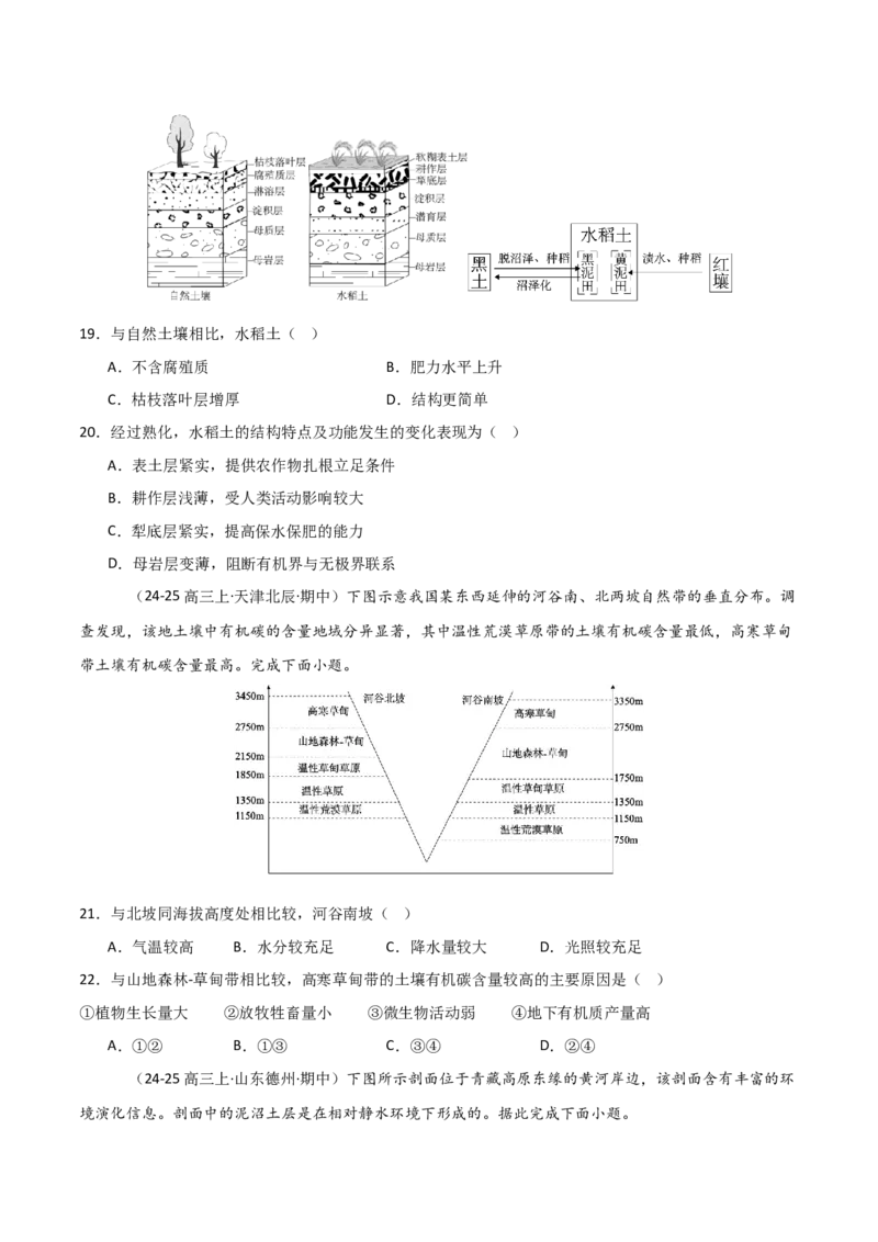重难点09植被、土壤与人类活动（原卷版）_2025年新高考资料_二轮复习_01高考语文等多个文件_2025年高三地理高考二轮复习专项提升_重点&middot;难点&middot;热点专练（分地区）_天津专用