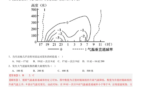 2024届新高考一轮复习专题三地球上的大气第七讲大气组成、大气垂直分层与大气受热过程（解析版）_通用版（老高考）复习资料_2024年复习资料_专题训练