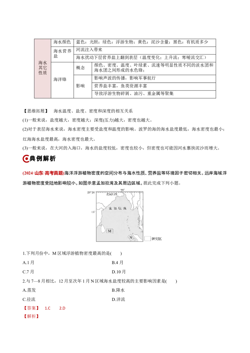 重难点05海洋水环境（解析版）_2025年新高考资料_二轮复习_2025年高三地理高考二轮复习专项提升（新高考通用）3405802_重点&middot;难点&middot;热点专练（分地区）_新高考通用
