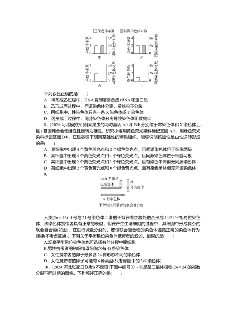 2025届高中生物学一轮复习检测案13　减数分裂和受精作用(一)（含解析）_2025年新高考资料_一轮复习_2025届高中生物学一轮复习分层复习检测(含解析)