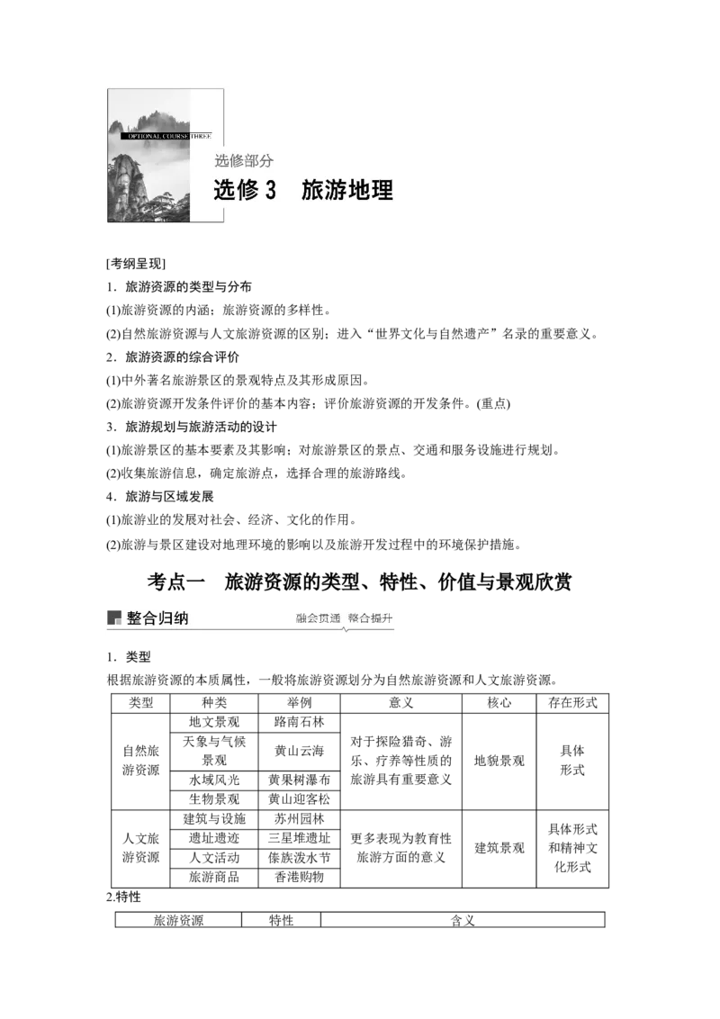 68选修3旅游地理_通用版（老高考）复习资料_2023年复习资料_地理高三一轮复习系列_地理高三一轮复习系列《一轮复习讲义》（学生版）