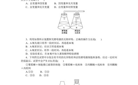 专练22　探究酵母菌细胞呼吸的方式_通用版（老高考）复习资料_2023年复习资料_专项复习_2023《微专题&middot;小练习》&middot;生物