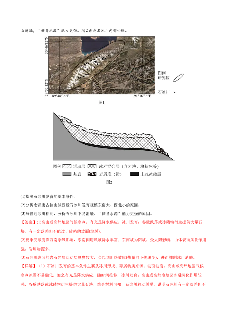 微专题冰川地貌与峡湾地貌（解析版）_2025年新高考资料_二轮复习_01高考语文等多个文件_2025年高三地理高考二轮复习专项提升_微专题集成讲练