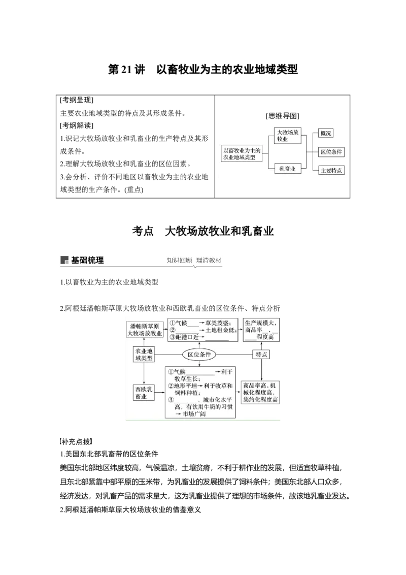 34必修②第3章农业地域的形成与发展第21讲以畜牧业为主的农业地域类型_通用版（老高考）复习资料_2023年复习资料_地理高三一轮复习系列