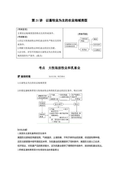 34必修②第3章农业地域的形成与发展第21讲以畜牧业为主的农业地域类型_通用版（老高考）复习资料_2023年复习资料_地理高三一轮复习系列