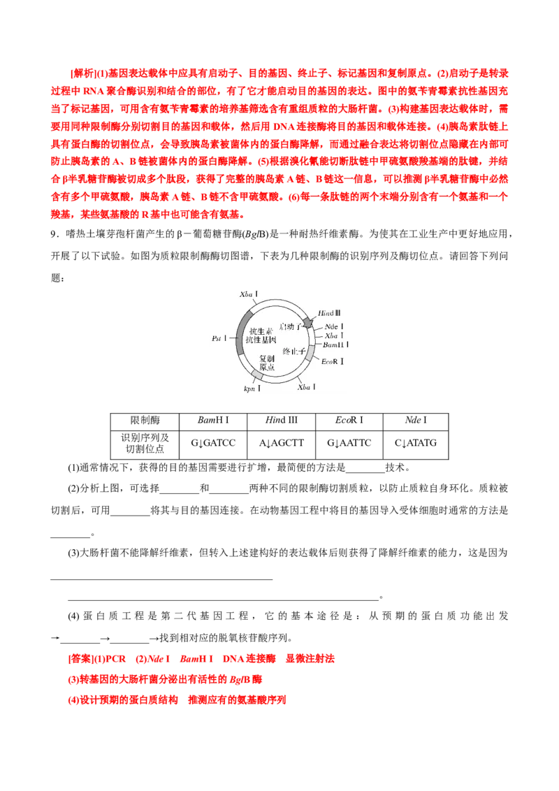 GKSW150_第27讲基因工程-备战2022年高考生物一轮复习精品讲义（人教版）(解析版)_新高考复习资料_2022年新高考复习资料_备战2022新高考生物一轮复习精品讲义（人教版）