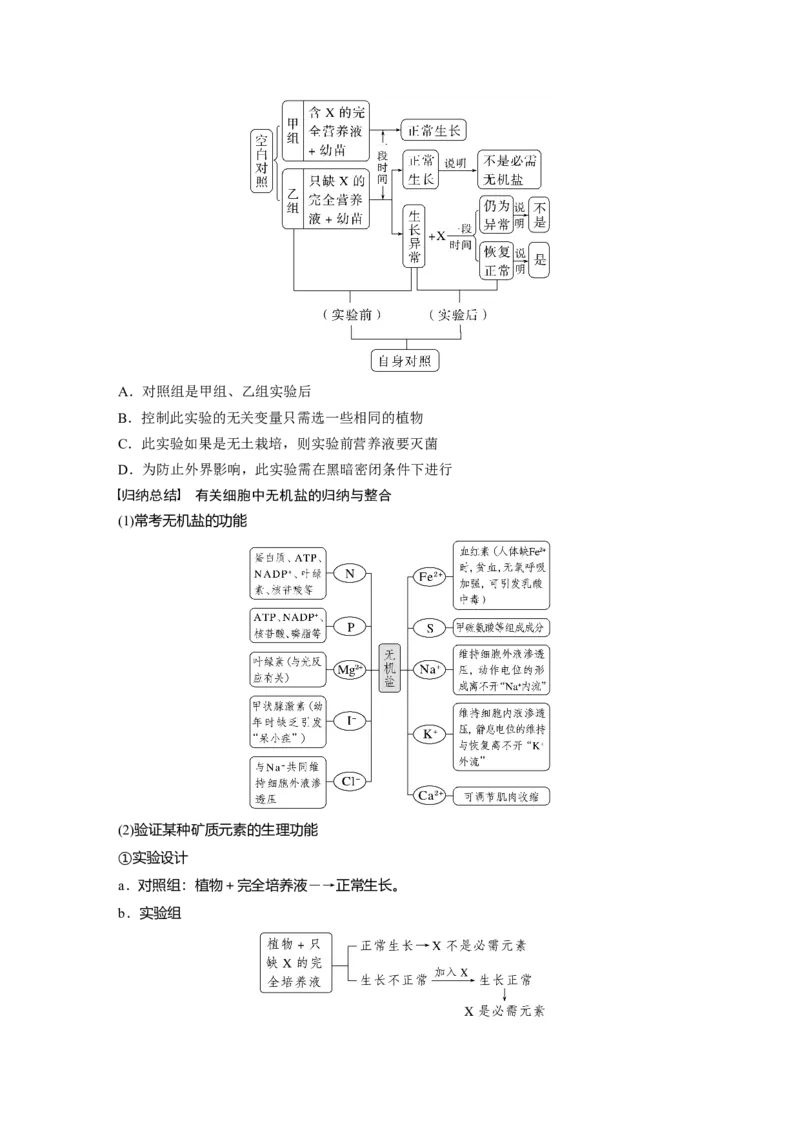 第1单元　第2课时　细胞中的无机物、糖类和脂质_2024年新高考资料_1.2024一轮复习_2024年高考生物一轮复习讲义（新人教版）_学生版在此文件夹_大一轮复习讲义