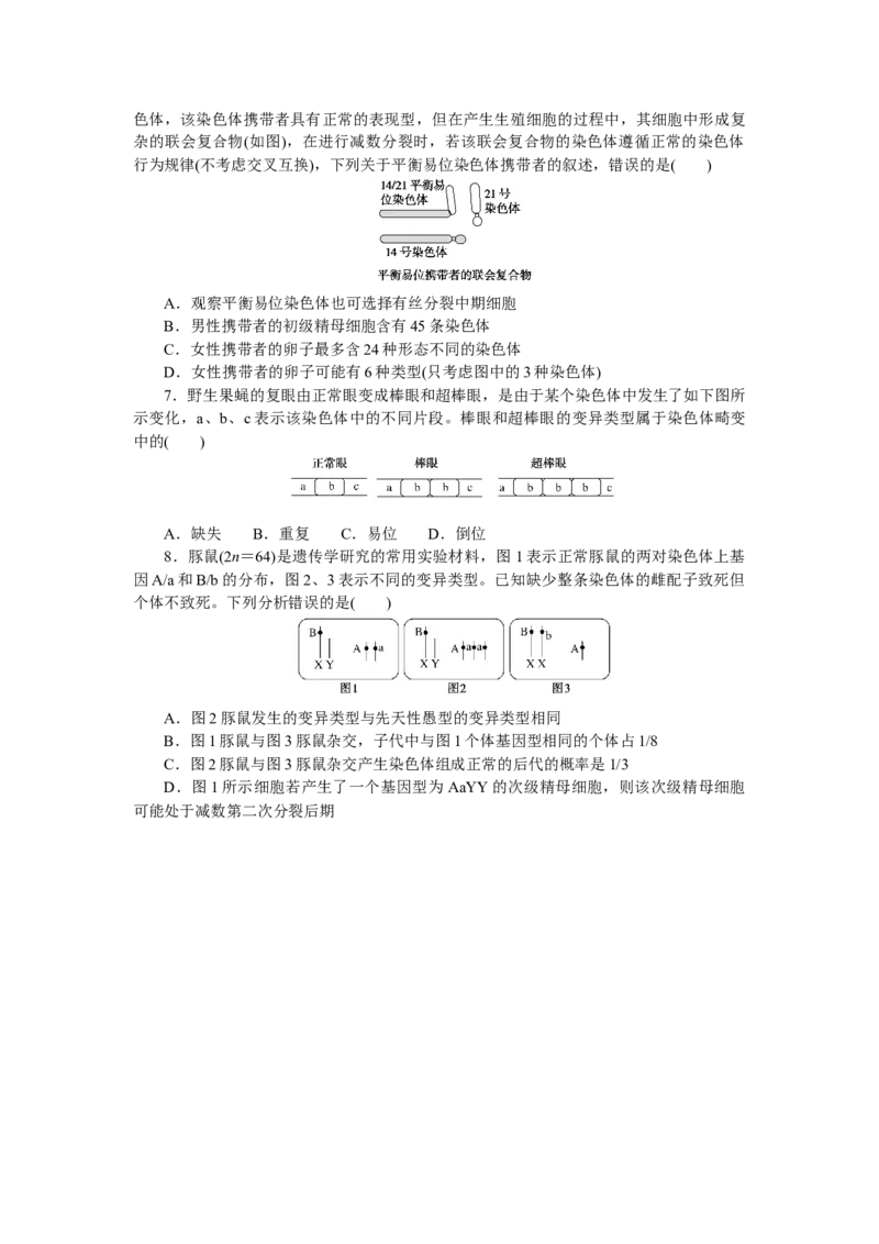 专练47　染色体变异_通用版（老高考）复习资料_2023年复习资料_专项复习_2023《微专题&middot;小练习》&middot;生物