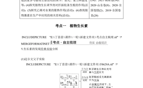 第26讲植物生命活动的调节_2024年新高考资料_1.2024一轮复习_2024年高考生物一轮复习讲义（新人教版）_另附1套Word版题库_选择性必修1_第八单元稳态与调节