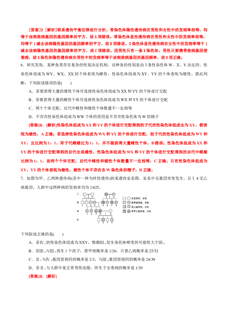 GKSW150_第15讲伴性遗传、人类遗传病-备战2022年高考生物一轮复习精品讲义（人教版）(解析版)_新高考复习资料_2022年新高考复习资料_备战2022新高考生物一轮复习精品讲义（人教版）