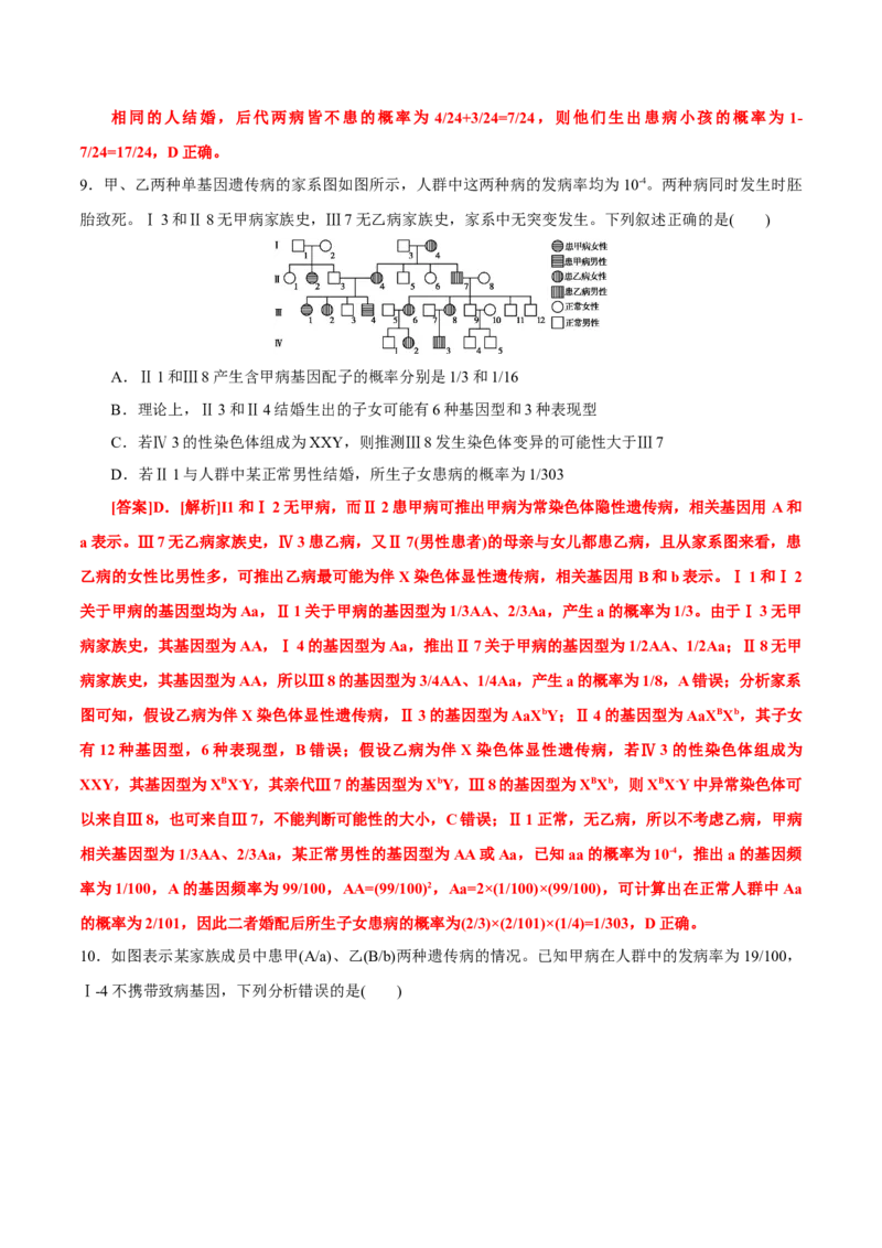 GKSW150_第15讲伴性遗传、人类遗传病-备战2022年高考生物一轮复习精品讲义（人教版）(解析版)_新高考复习资料_2022年新高考复习资料_备战2022新高考生物一轮复习精品讲义（人教版）