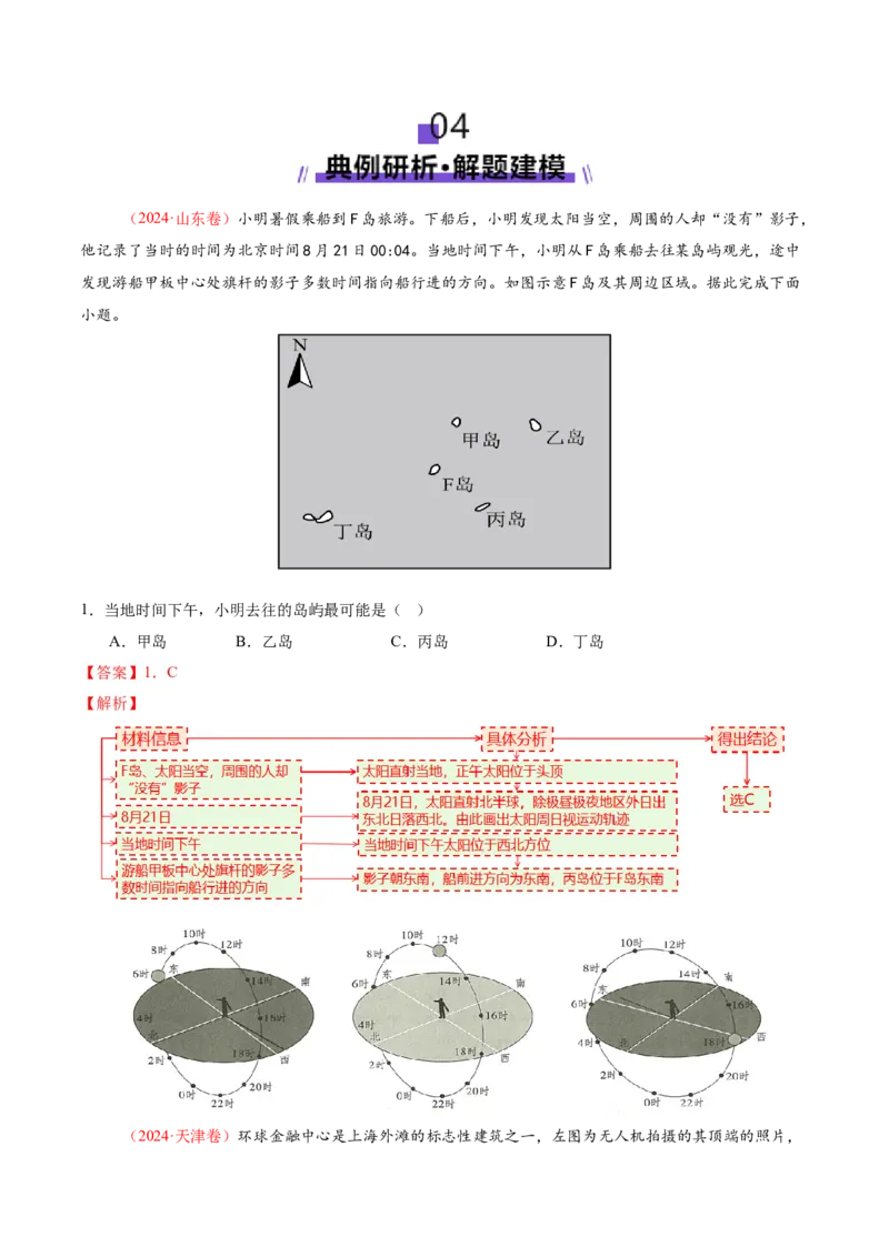 微专题太阳视运动与日影（讲义）（解析版）_2025年新高考资料_二轮复习_01高考语文等多个文件_上好课2025年高考地理二轮复习讲练测（新高考通用）_第一部分专题突破