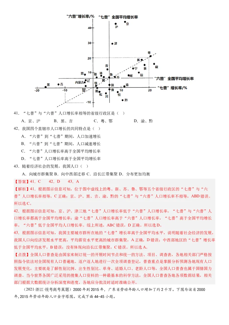 2024届高考一轮复习专题八人口第二十二讲人口分布与人口容量（解析版）_通用版（老高考）复习资料_2024年复习资料_完备战2024年高考地理一轮复习考点帮（全国通用）_专题训练