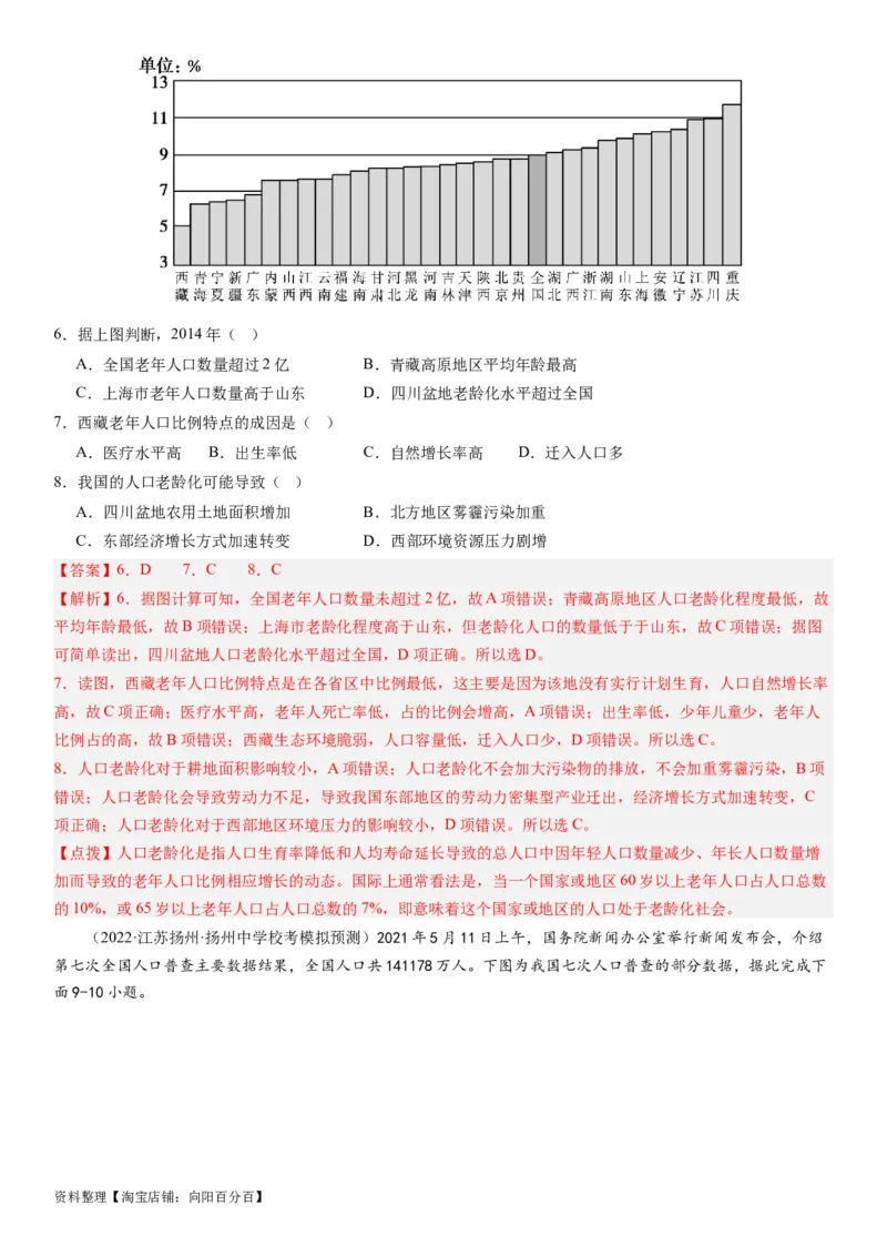 2024届高考一轮复习专题八人口第二十二讲人口分布与人口容量（解析版）_通用版（老高考）复习资料_2024年复习资料_完备战2024年高考地理一轮复习考点帮（全国通用）_专题训练
