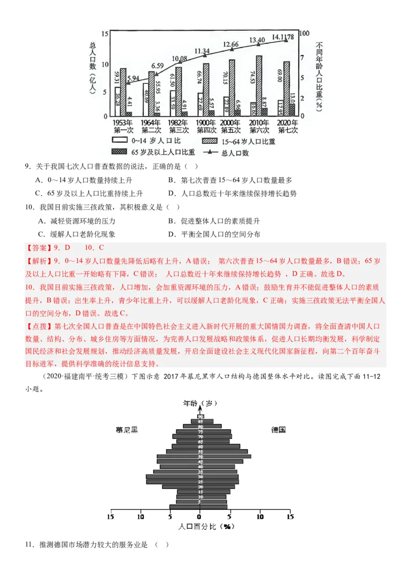 2024届高考一轮复习专题八人口第二十二讲人口分布与人口容量（解析版）_通用版（老高考）复习资料_2024年复习资料_完备战2024年高考地理一轮复习考点帮（全国通用）_专题训练