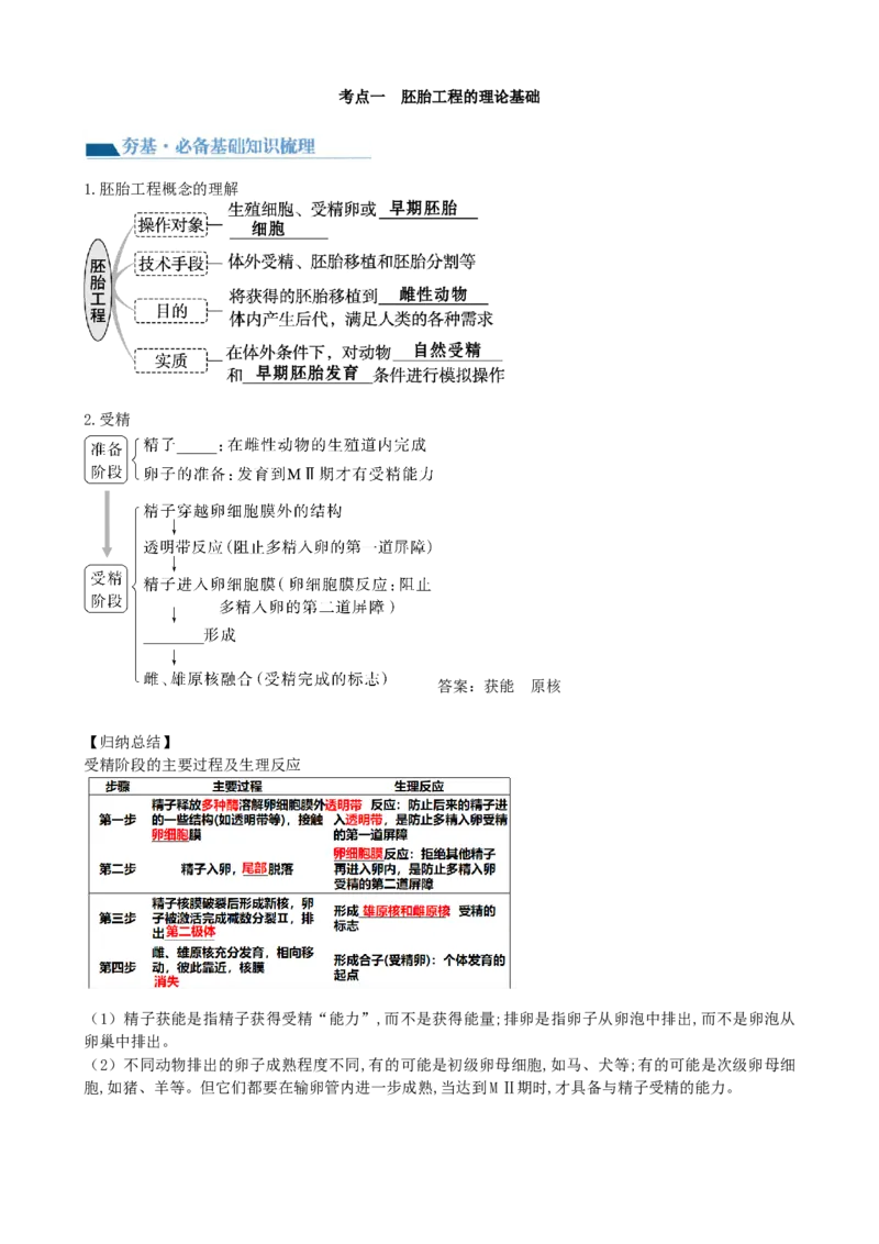 第42讲胚胎工程（讲义）（学生版）_2024年新高考资料_1.2024一轮复习_2024年高考生物一轮复习讲练测（新教材新高考）