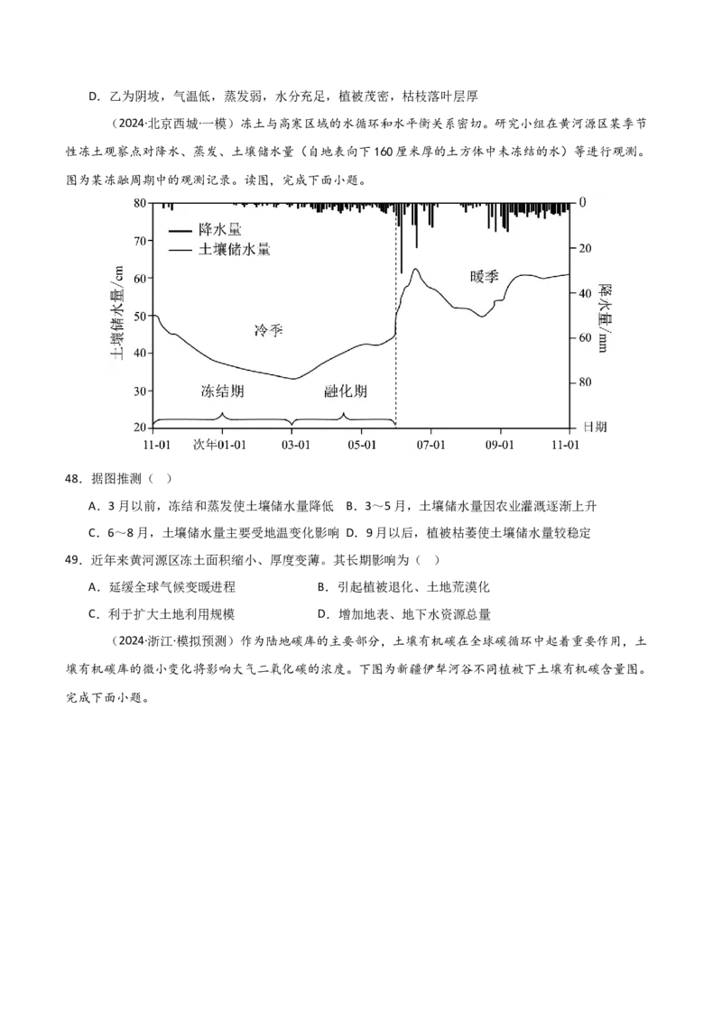 重难点09植被、土壤与人类活动（原卷版）_2025年新高考资料_二轮复习_2025年高三地理高考二轮复习专项提升（新高考通用）3405802_重点&middot;难点&middot;热点专练（分地区）_天津专用