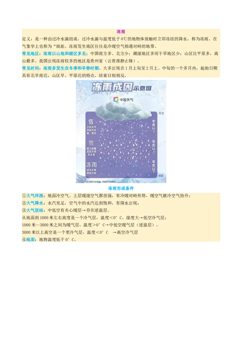 微专题冻害（寒潮、冻雨等）（讲义）（解析版）_2025年新高考资料_二轮复习_2025年高三地理高考二轮复习专项提升（新高考通用）3405802_二轮讲义