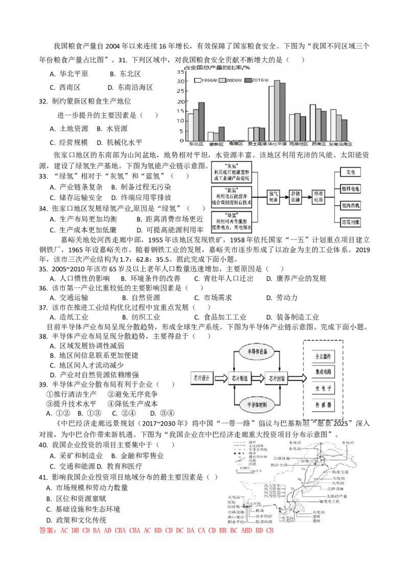 第11讲：区域与区域发展（答案在最后一行，无解析）_通用版（老高考）复习资料_2024年复习资料_2024届高考地理一轮复习配套练习小题狂练（答案在最后一行，无解析）