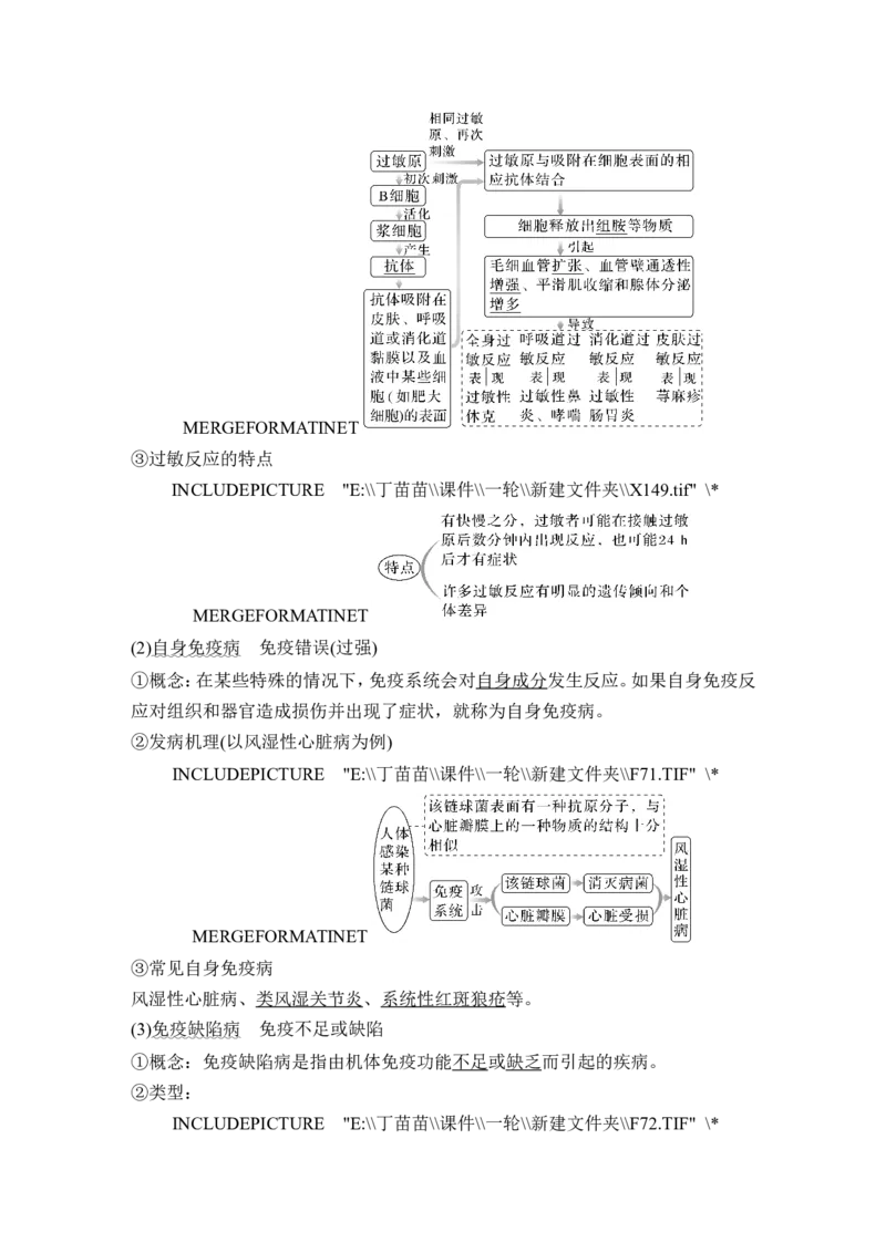 第25讲免疫调节_2024年新高考资料_1.2024一轮复习_2024年高考生物一轮复习讲义（新人教版）_另附1套Word版题库_选择性必修1_第八单元稳态与调节