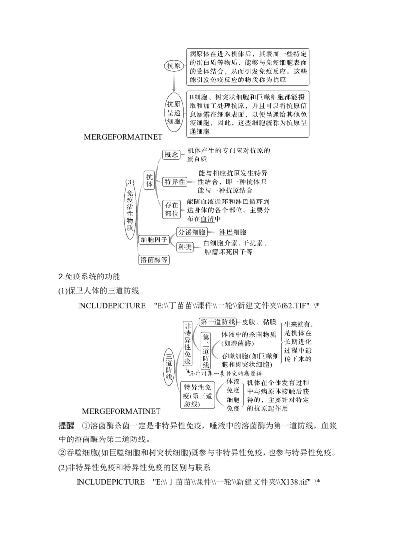 第25讲免疫调节_2024年新高考资料_1.2024一轮复习_2024年高考生物一轮复习讲义（新人教版）_另附1套Word版题库_选择性必修1_第八单元稳态与调节