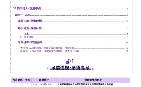微专题冻土（讲义）（原卷版）_2025年新高考资料_二轮复习_01高考语文等多个文件_2025年高三地理高考二轮复习专项提升_二轮讲义