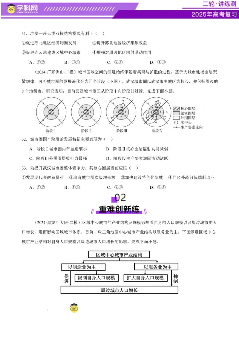 微专题人口新问题、传统文化和民居、城市群（练习）（原卷版）_2025年新高考资料_二轮复习_上好课2025年高考地理二轮复习讲练测（新高考通用）3381954
