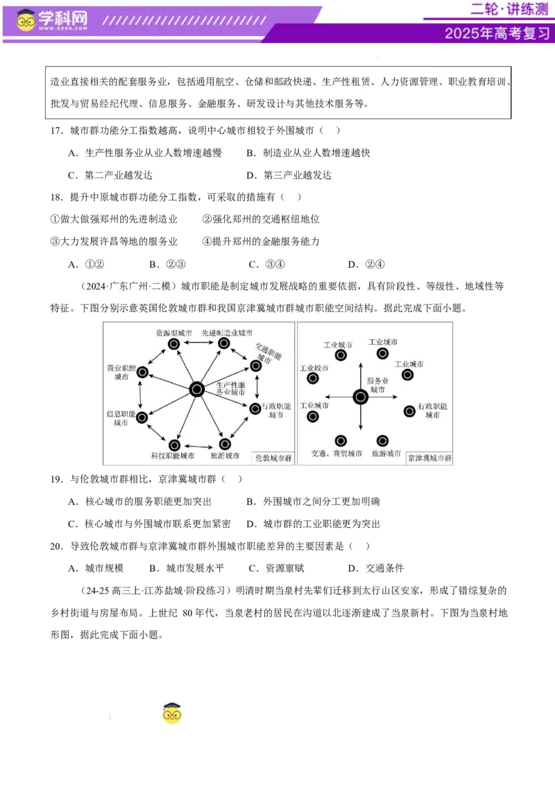 微专题人口新问题、传统文化和民居、城市群（练习）（原卷版）_2025年新高考资料_二轮复习_上好课2025年高考地理二轮复习讲练测（新高考通用）3381954