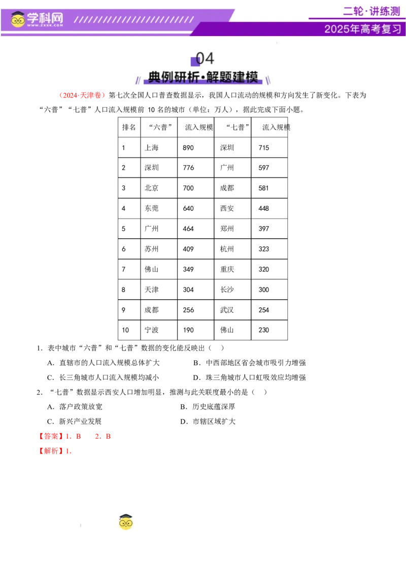 微专题人口新问题（讲义）（解析版）_2025年新高考资料_二轮复习_上好课2025年高考地理二轮复习讲练测（新高考通用）3381954