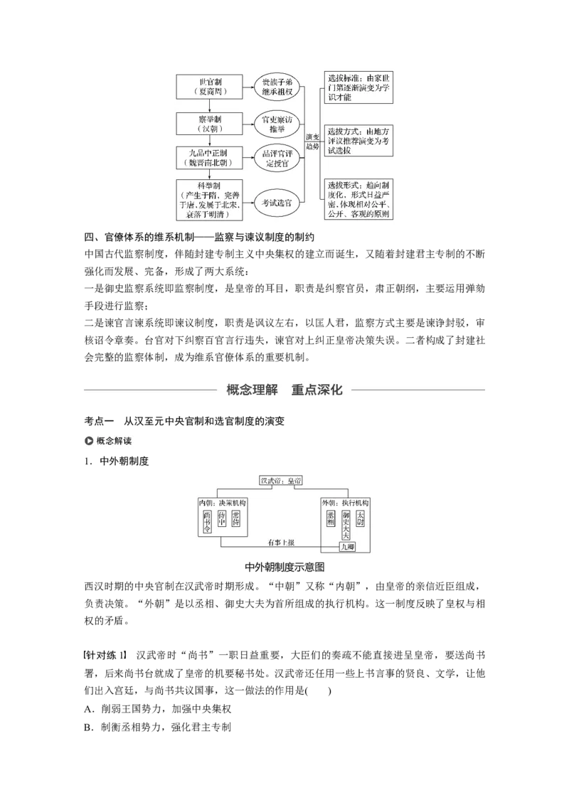 03必修1第一单元古代中国的政治制度第3讲　从汉至元政治制度的演变_通用版（老高考）复习资料_2023年复习资料_一轮+二轮_历史高三一轮复习系列