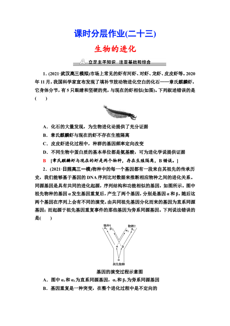 [13326507]备考2023生物课时分层作业23　生物的进化(含解析）_新高考复习资料_2023年新高考复习资料_专项复习_备考2023新高考生物课时分层作业